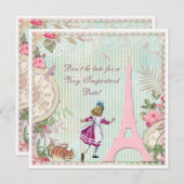 Invitation Alice dans l'anniversaire chic minable de Paris (Devant / Derrière)