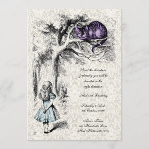 Invitation Alice dans l'anniversaire de thé de Cheshire du