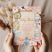 Invitation Alice dans le Baby shower du pays des merveilles