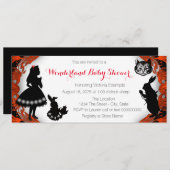 Invitation Alice dans le Baby shower du pays des merveilles (Devant / Derrière)