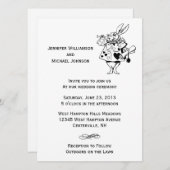 Invitation Alice dans le mariage moderne blanc noir du pays (Devant / Derrière)