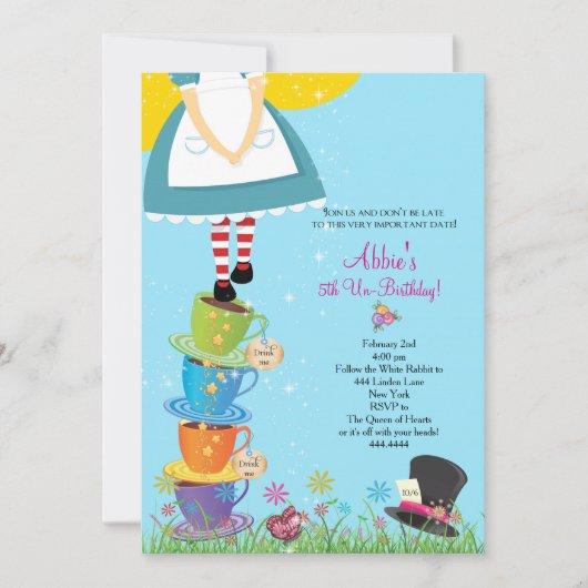 Invitation Alice dans l'invitation d'anniversaire du pays des (Devant)