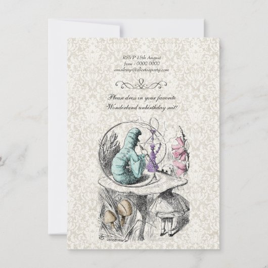 Invitation Alice dans l'invitation de thé de chat de Cheshire (Dos)