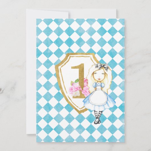 Invitation Alice dans l'Onederland 1er anniversaire Invitatio (Dos)