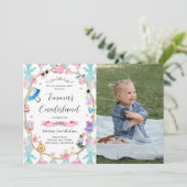 Invitation Alice dans l'Onederland 1er anniversaire Photo ble (Debout devant)