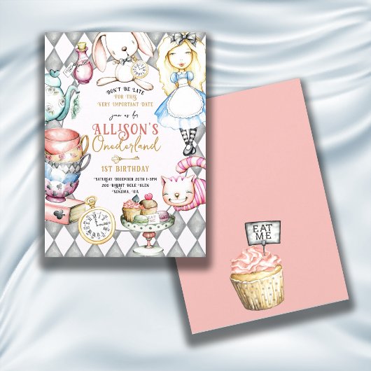 Invitation Alice dans l'Onederland 1er anniversaire Tea Party