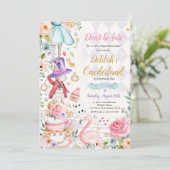 Invitation Alice dans ONEderland Anniversaire Whimsical Tea P (Debout devant)