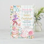 Invitation Alice dans ONEderland Anniversaire Whimsical Tea P (Debout devant)