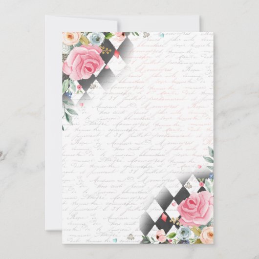 Invitation Alice dans ONEderland Anniversaire Whimsical Tea P (Dos)