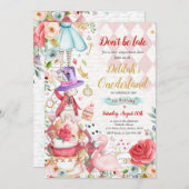 Invitation Alice dans ONEderland Anniversaire Whimsical Tea P (Devant / Derrière)