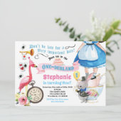 Invitation Alice dans ONEderland fête de thé bleu (Debout devant)