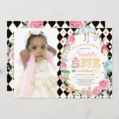 Invitation Alice dans ONEderland Mad Tea Party 1er anniversai (Devant / Derrière)