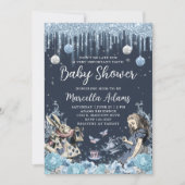 Invitation Alice en hiver Wonderland Blue (Devant)