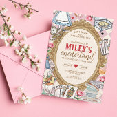 Invitation Alice en ONEDERLAND 1er anniversaire Tea Party Vin