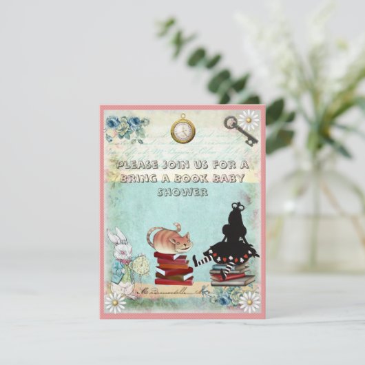 Invitation Alice et Cheshire Cat apportent un Baby shower de (Debout devant)