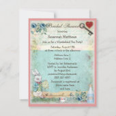 Invitation Alice et Fête de la mariée rose de Flamant rose (Dos)