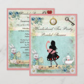 Invitation Alice et Fête de la mariée rose de Flamant rose (Devant / Derrière)