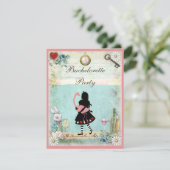 Invitation Alice et Flamant rose rose et Martini Bachelorette (Debout devant)