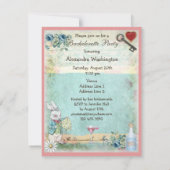 Invitation Alice et Flamant rose rose et Martini Bachelorette (Dos)