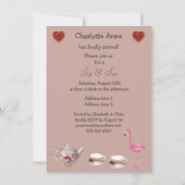 Invitation Alice et Flamant rose rose Sip & Voir Baby shower (Dos)