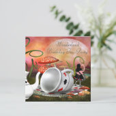 Invitation Alice et Flamant rose Wonderland (Debout devant)