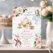 Invitation Alice et Lapin Thé de fête d'anniversaire