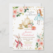 Invitation Alice et Lapin Thé de fête d'anniversaire (Devant)