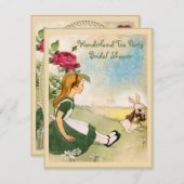 Invitation Alice et White Rabbit Wonderland Fête de l'mariée (Devant / Derrière)