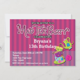 Invitation Alice Fantaisie Wonderland THÉ À PARTY FOLLE Fanta