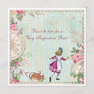 Invitation Alice féminine au pays des merveilles Anniversaire