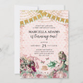 Invitation Alice In Wonderland Blush & Mint Anniversaire (Devant)