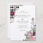 Invitation Alice In Wonderland Mariage en tableau noir (Devant)