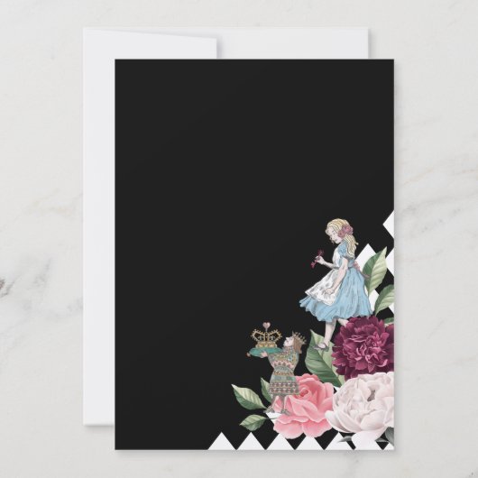 Invitation Alice In Wonderland Mariage en tableau noir (Dos)