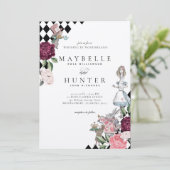 Invitation Alice In Wonderland Mariage en tableau noir (Debout devant)