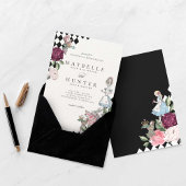 Invitation Alice In Wonderland Mariage en tableau noir