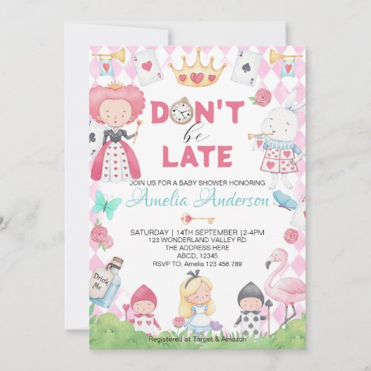 Invitation Alice lunaire dans le Baby shower des pays des mer (Devant)