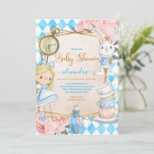Invitation Alice lunaire dans le Baby shower des pays des mer (Debout devant)