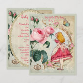 Invitation Alice lunatique dans le baby shower de collage du (Devant / Derrière)