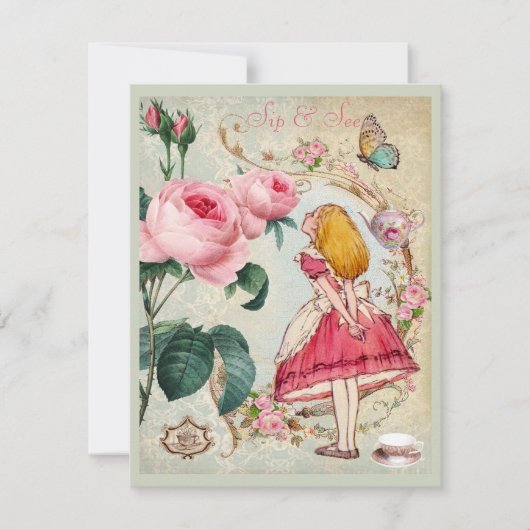 Invitation Alice lunatique dans le Sip de collage du pays des (Devant)