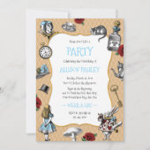 Invitation Alice lunatique en partie du pays des merveilles (Devant)