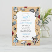 Invitation Alice lunatique en partie du pays des merveilles (Debout devant)