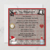 Invitation Alice, Mad Hatter et Cheshire Cat Christmas Party (Dos)