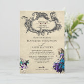 Invitation Alice noire Vintage classique en Mariage Wonderlan (Debout devant)