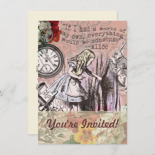 Invitation Alice rideau absurde merveilleuse (Devant / Derrière)