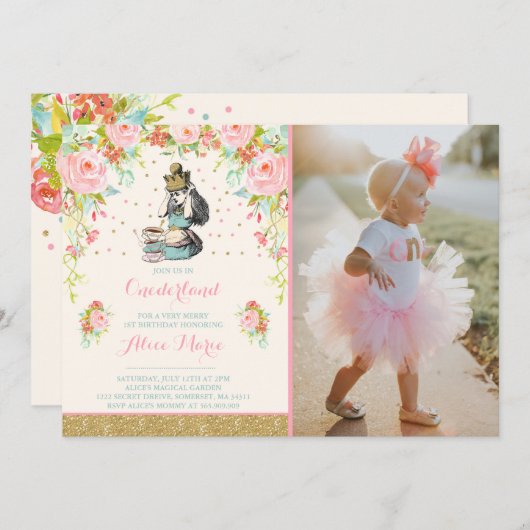 Invitation Alice vintage dans l'invitation d'anniversaire (Devant / Derrière)