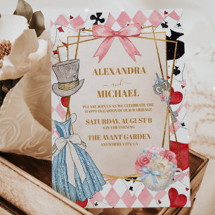 Invitation Alice Vintage rose au pays des merveilles Mariage