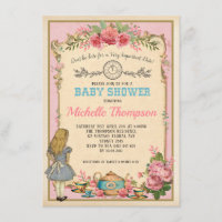 Alice vintage rose dans l'invitation de thé du