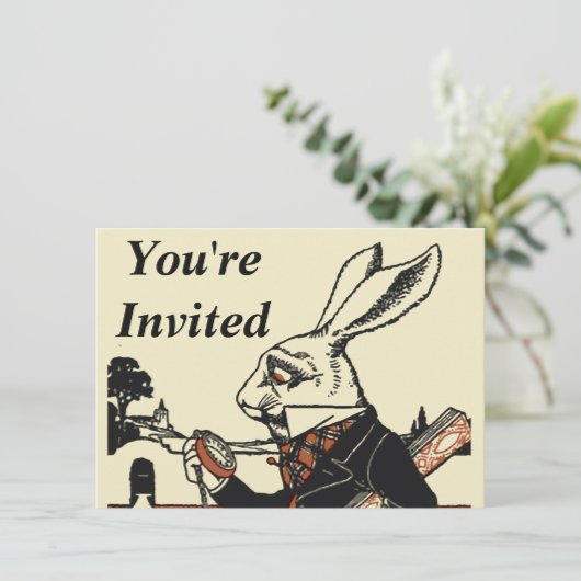 Invitation Alice White Rabbit Classic Wonderland (Debout devant)