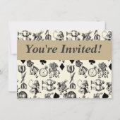 Invitation Alice White Rabbit Wonderland Cheshire Cat (Devant)