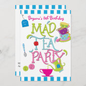 Invitation Alice Wonderland Whimsland Thé Whimsical fête d'an (Devant / Derrière)